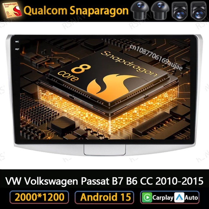 Android 15 Car Radio For VW Volkswagen Passat B7 B6 CC 2010-2015 QLED Wireless Carplay Auto 4G LTE
