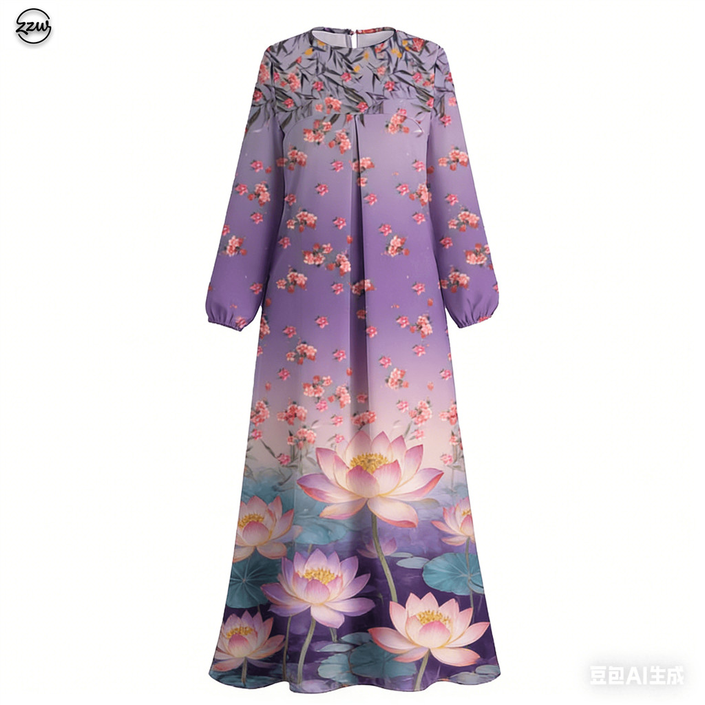 ชุด eid ใหม่ Plumeria Print Ombre Maxi Dress – Summer Beachwear Bestseller