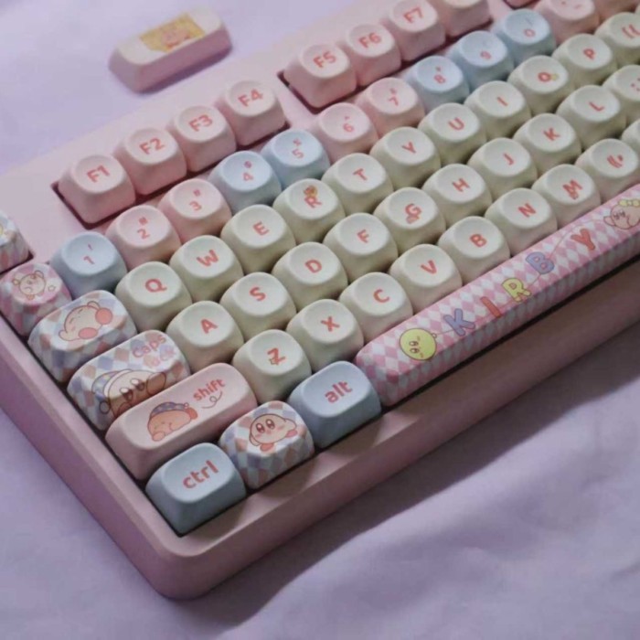 Kirby 2 Sublimation Keycap MOA ความสูง PBT ปรับคีย์บอร์ดน่ารักปรับให้เข้ากับ Wolf Spider VGN
