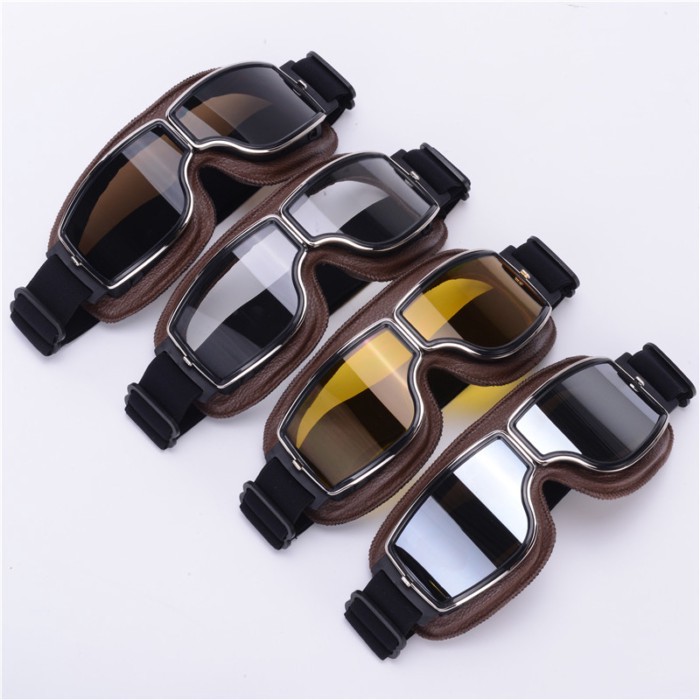 2018 Newest -Style Leather Goggles Vintage Motorcycle Goggles Vintage Motorcycle Goggles Retro Jet