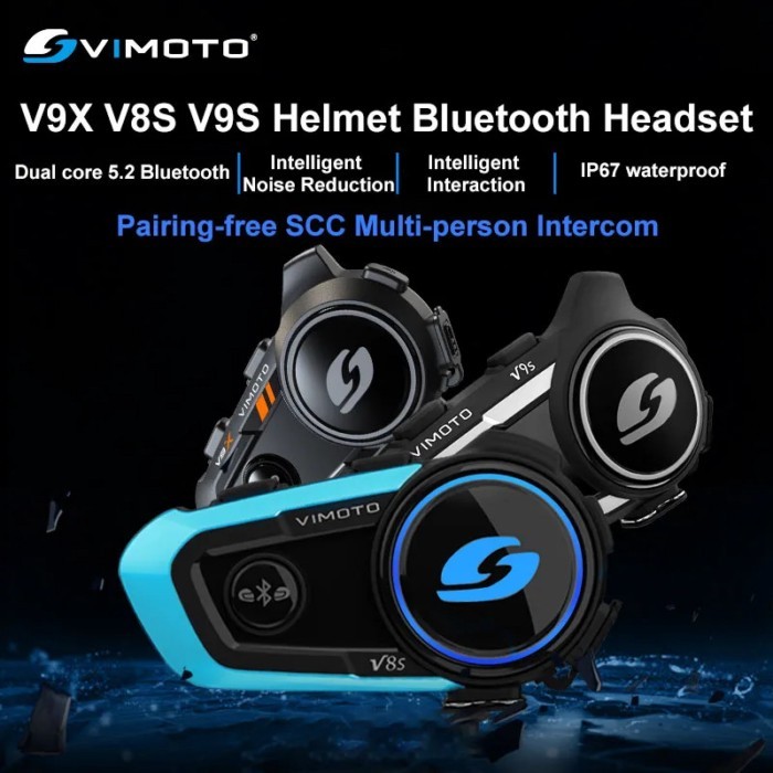 Vimoto V8S/V9S/V9X Motorcycle Helmet Headset Easy Rider Bluetooth 5.0 Intercom IP67 Noise Reduction