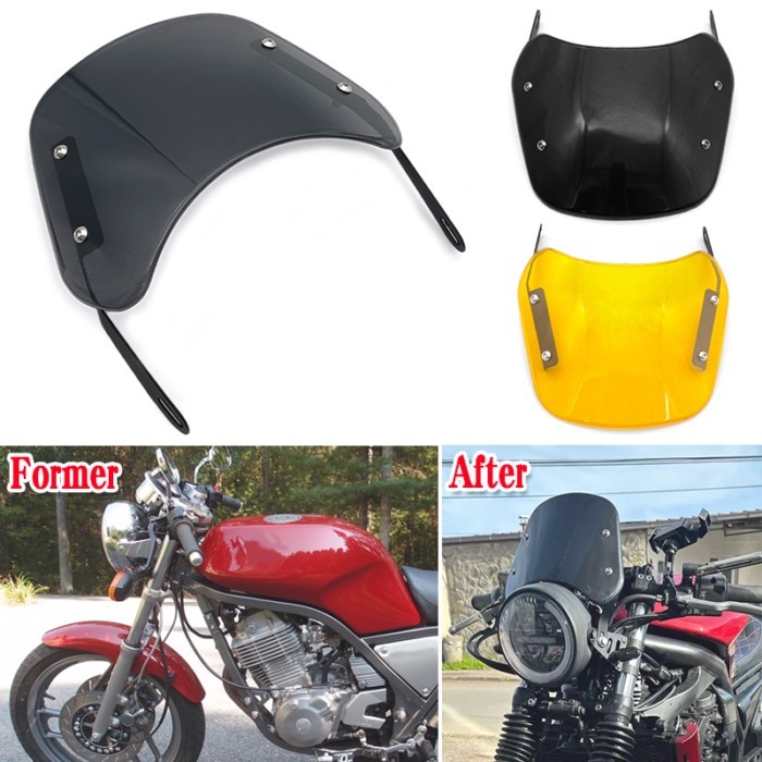 For YAMAHA SR500 SR400 SRV250 RZ250R RD250 Motorcycle Universal 5-7" Headlight Adjustable Windscree