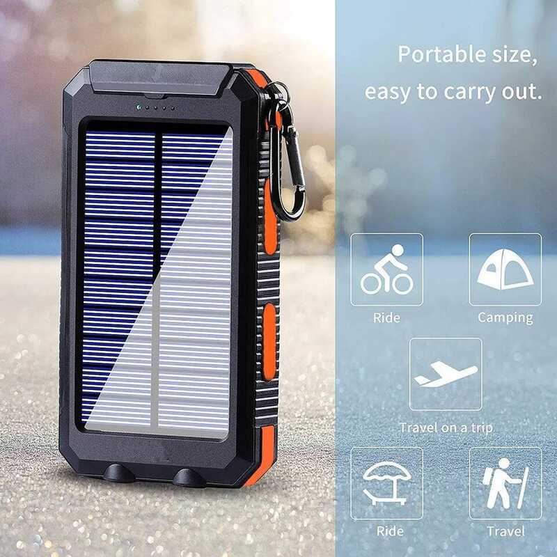 ▥ Solar Power Bank 80000Mah Portable Charging Poverbank External Battery Charger Strong LDE Lig