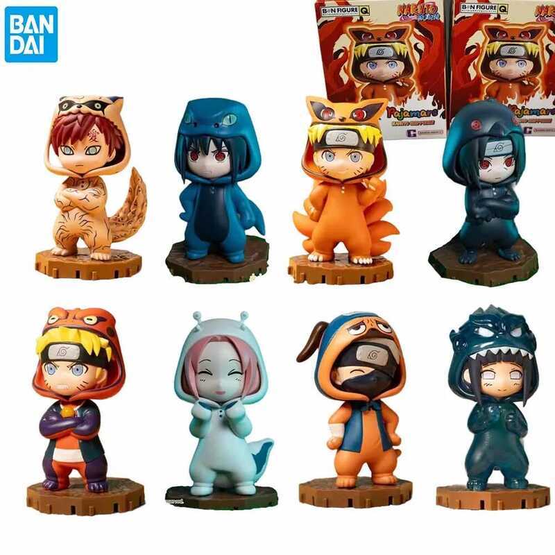 Bandai NARUTO Action Figures Model Naruto Sasuke Kakashi Q-version Doll Costume Design Official Gen