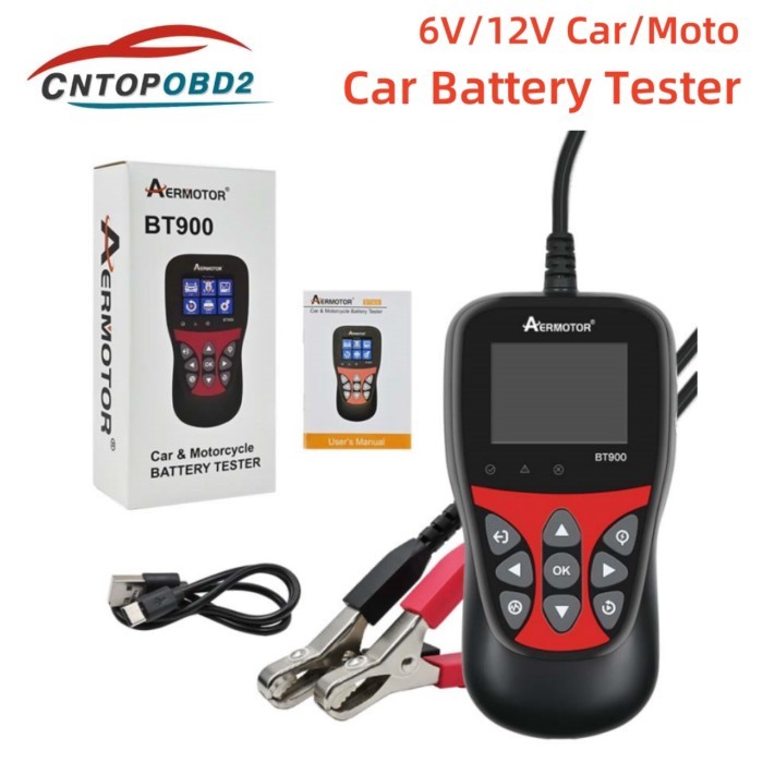 AERMOTOR BT900 Car Motor Battery Tester 6V 12V 100-2000 CCA Life Time Update Auto Battery Analyzer