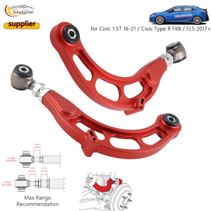 performance Adjustable Rear Camber Arms Kit Pair For 2016-2021 Honda Civic FC FK 1.5T  Civic Type R