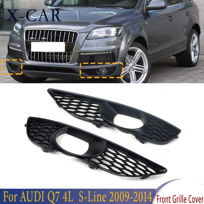 X-CAR Car Front Bumper Fog Light Grilles Racing Grills Cover For AUDI Q7 4L  S-Line 2009 2010 2011