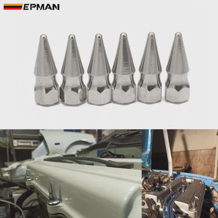 EPMAN Billet M6*1.0 Chrome Spikes Engine Bay Dress Up Washer Bolt Kit For Honda Civic Integra RSX E