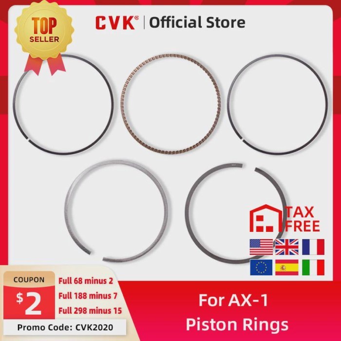 CVK Motorcycle Engine Cylinder Part Piston Rings For Honda AX-1 AX 1 250 NX250 NX 250 XL250 XL 250