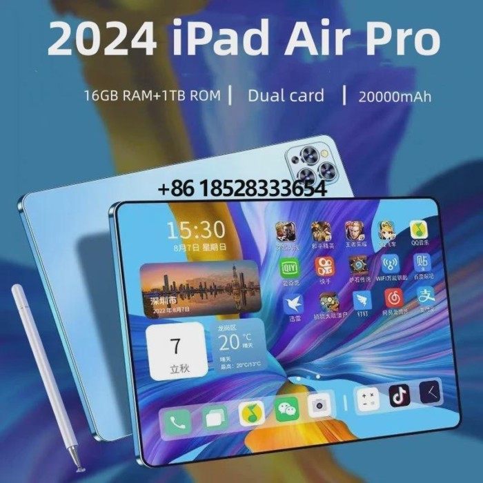 Original Tablet iPad Air Pro 12 Inch 16GB RAM 1TB ROM tablet Android 13 Core Pad Tablet PC Phone Du
