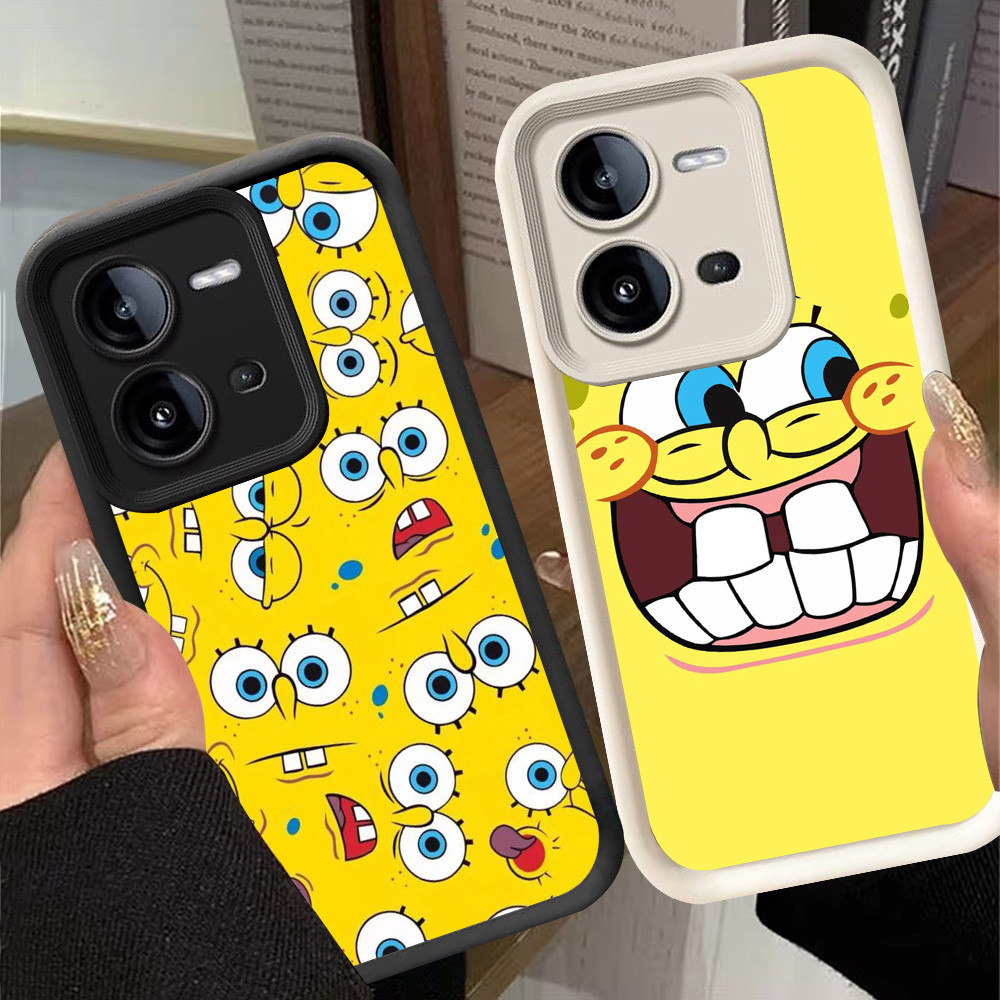 G-24 SpongeBob Casing สําหรับ VIVO Y28 Y28s V25 V25E Y17S สีดําและสีขาว