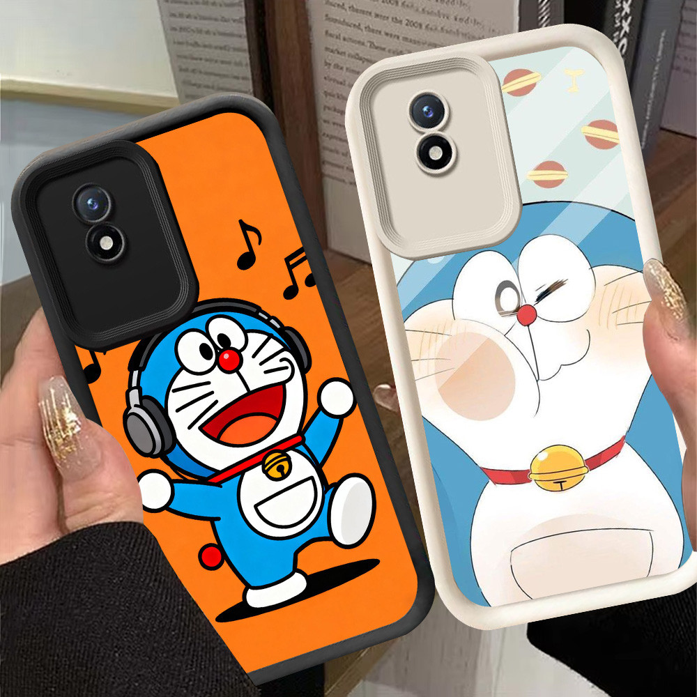 G-58 Doraemon ปลอกน่ารักสําหรับ VIVO V30 Y02 Y02a V30E Y02t Pro 5G สีดําและสีขาว