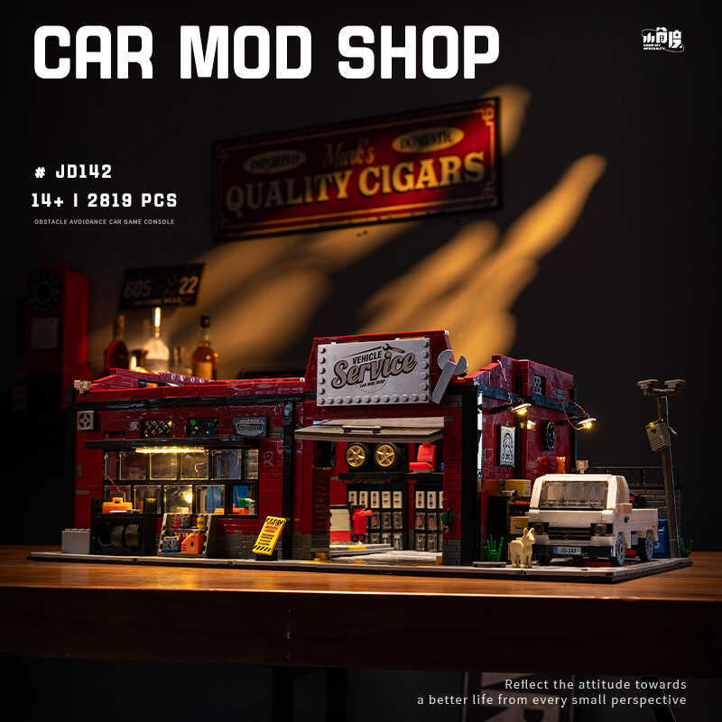 มุมเล็ก JD142 แสง American Repair Shop ผู้ใหญ่ประกอบ moc Street View ผู้ชายผู้หญิง Building Block ขอ