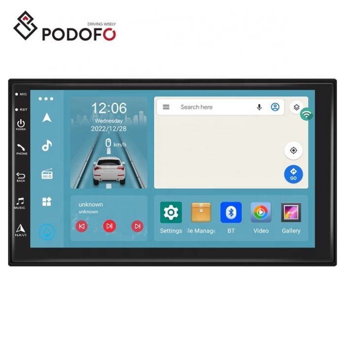 Podofo Android Car Radio Car Stereo 8 Core 2+32G 7" IPS Screen Carplay Android Auto WiFi 4G BT AI V