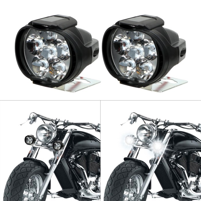 Working Spot Light Universal Motorcycles Headlight Motorbike Fog Lamp 1 Pair 1200LM LED Scooters Sp