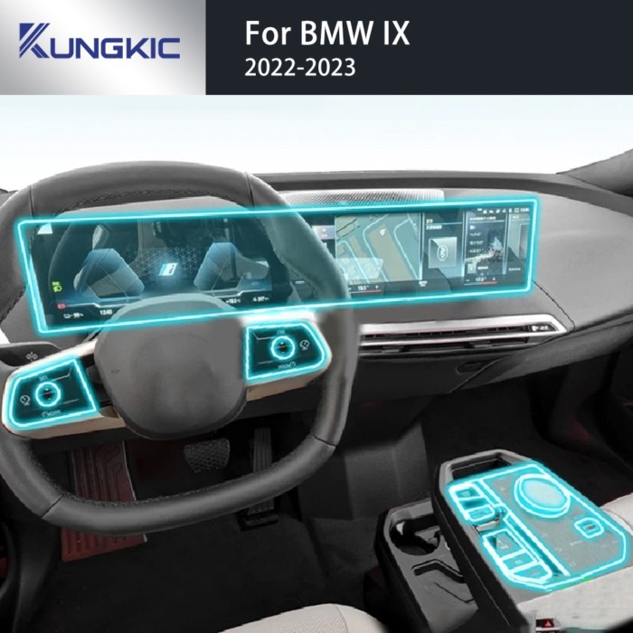 TPU Interior Car Center Console Navigation Transparent Film For BMW iX 2022 2023 Protective Anti-sc
