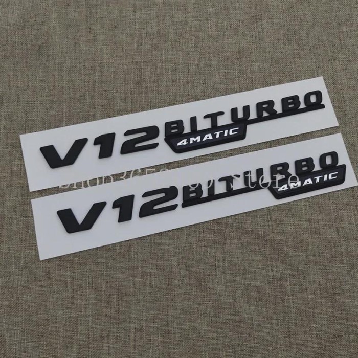 V12 BITURBO_4matic ABS Letter Emblem Car Styling Refitting Fender Nameplate Logo Sticker for 2017 B