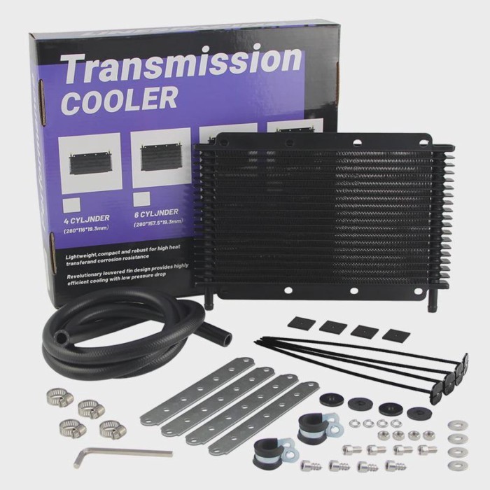 Universal Oil Cooler Kit 19 Row Transmission 11"x5.8"x0.75" (280x148x19mm) inlet/outlet 9.6mm 3/8"