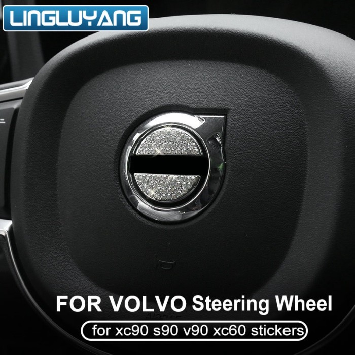 For Volvo XC60 S90 XC90 v90 s60 v60 metal+Rhinestone Steering wheel center trim decoration sticker