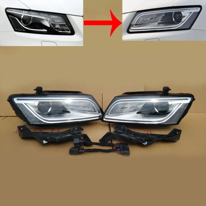 95%new 2pcs Original upgrade set Headlight For AUDI Q5 2010-2017 Front bumper headlight headlamp he