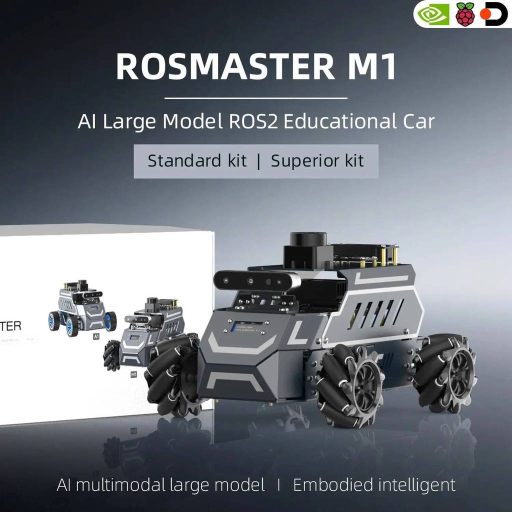 ROSMASTER M1 AI ขนาดใหญ่รุ่น Embeded Intelligence หุ่นยนต์การศึกษาสนับสนุน 3D ความลึก Vision Jetson/