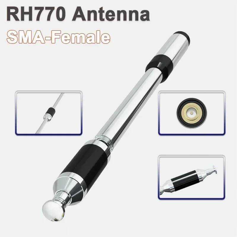 ▥ Radio Antenna Rh770 Dual Band 144/430Mhz High Gain Sma-Female Telescopic Long Aerial For Baof
