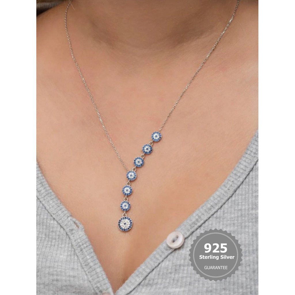 สร้อยคอ Evil Eye Silver 925 แท้จากตุรกี 925 Sterling Silver Necklace (Rose Gold)