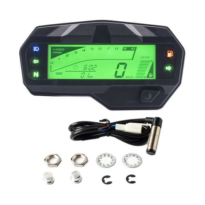 Universal Motorcycle Lcd Digital Meter Speedometer Odometer Tachometer 1000RPM Gauge for