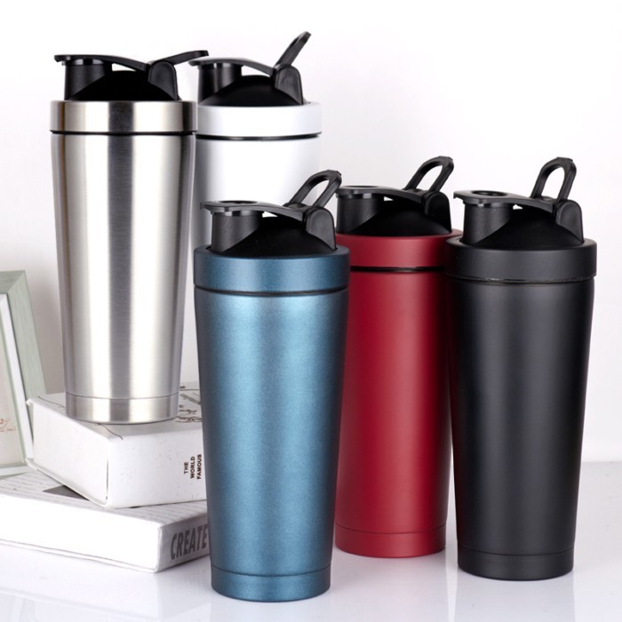 Stainless Steel Protein Shaker Bottle Stainless Steel Sports Water Bottle Shaker Cup Leak Proof 750