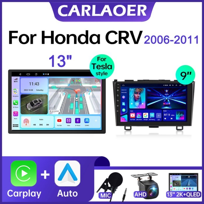 9 / 13 Inch 2 din Car Android Radio Multimedia Player For Honda CRV CR-V 2006- 2011 Wifi Carplay 2d
