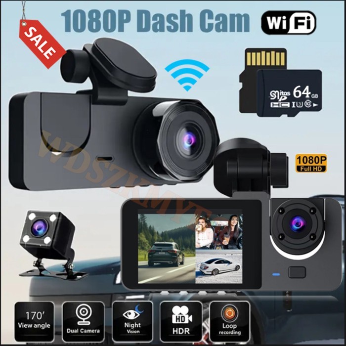 3Lens WIFI APP Video Recorder 2/3 Channel 1080P Car DVR Night Vision Dash Cam for Cars Camera for V