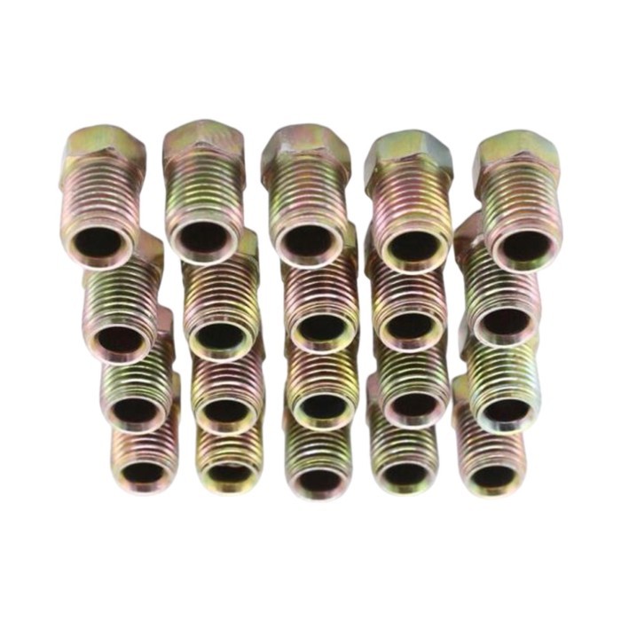 Set of 20 3/8-24 Inverted Flare Tube Nuts Gold Zinc Fitting Assortment Vehicle Parts Threads Nuts F
