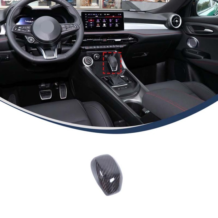 Real Carbon Fiber Car Gear Head Cover Decorative Sticker For Alfa Romeo Tonale 2022-2024 Car Access