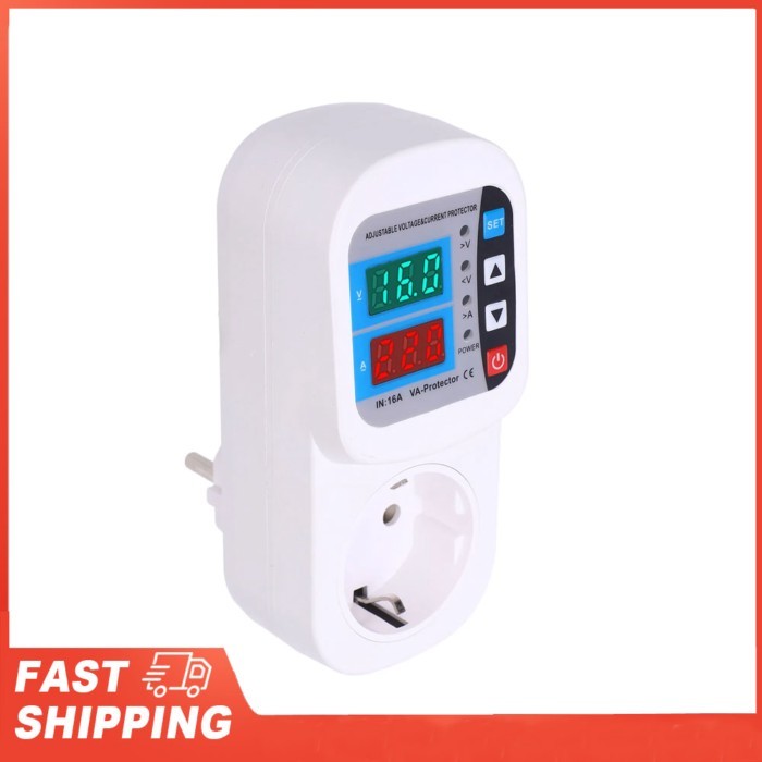 Surge Protector Outlet 16A Adjustable Digital Display Automatic Voltage Current Guard Socket for Ho