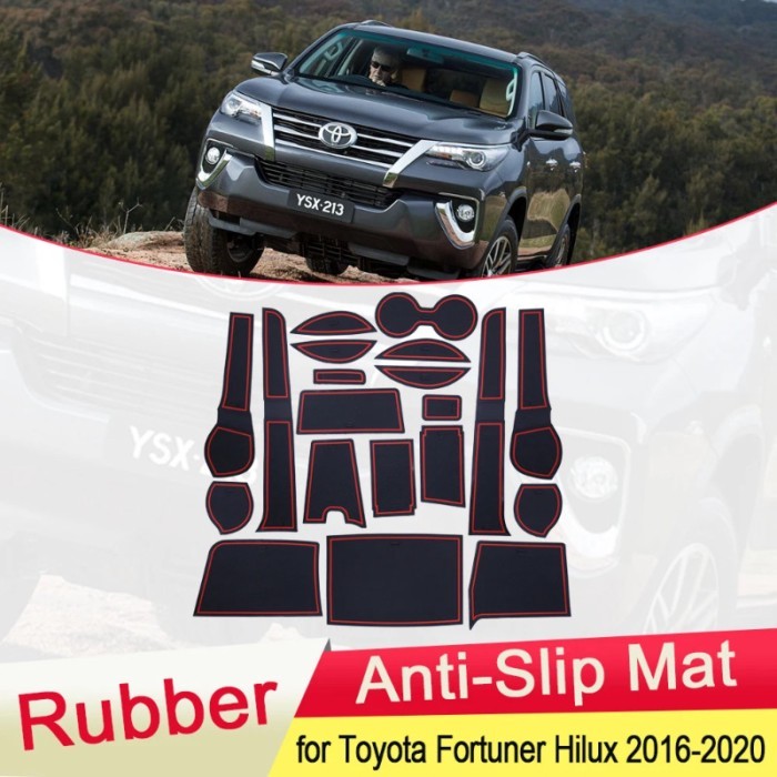for Toyota Fortuner SW4 SR5 AN150 AN160 2016~2020 Rubber Anti-slip Mat Door Groove Cup pad Coaster