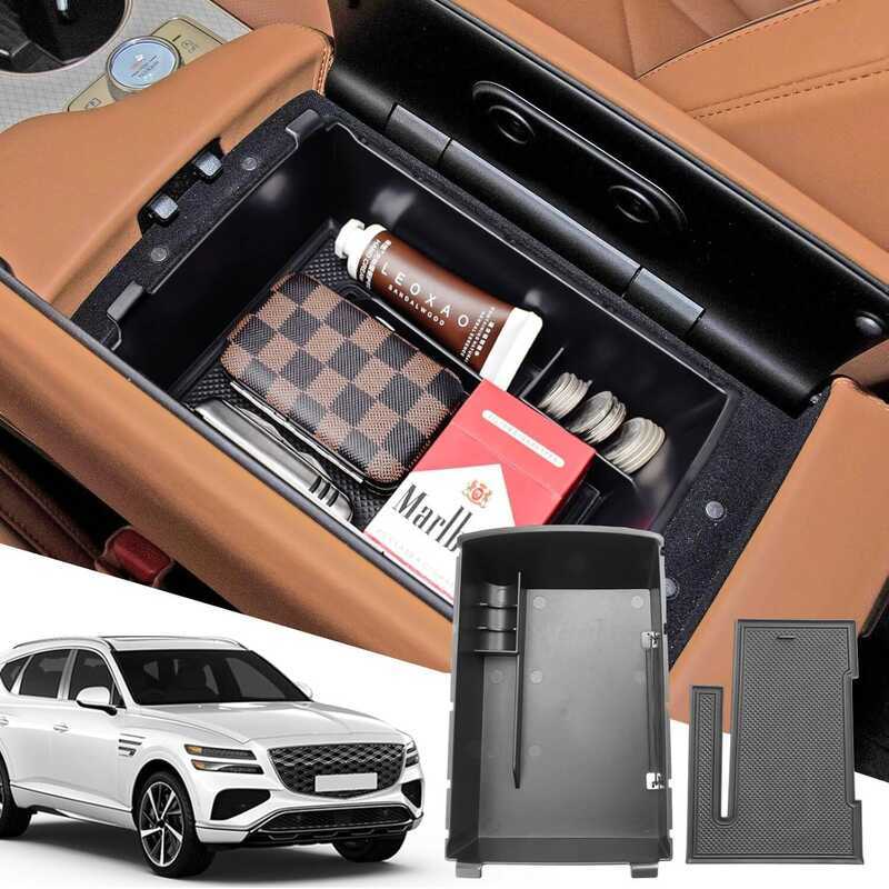 Sixtsmoy ถาดสําหรับ Genesis GV80 2025 กล่องเก็บของที่เท้าแขนด้านหน้าคอนโซลกลางอุปกรณ์ภายในรถยนต์