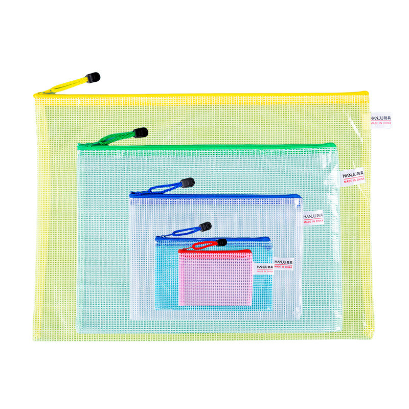 Korean PVC Grid File Bag Storage Bag A3B4A4B5A5A6 Waterproof Zipper Bag Document Bag