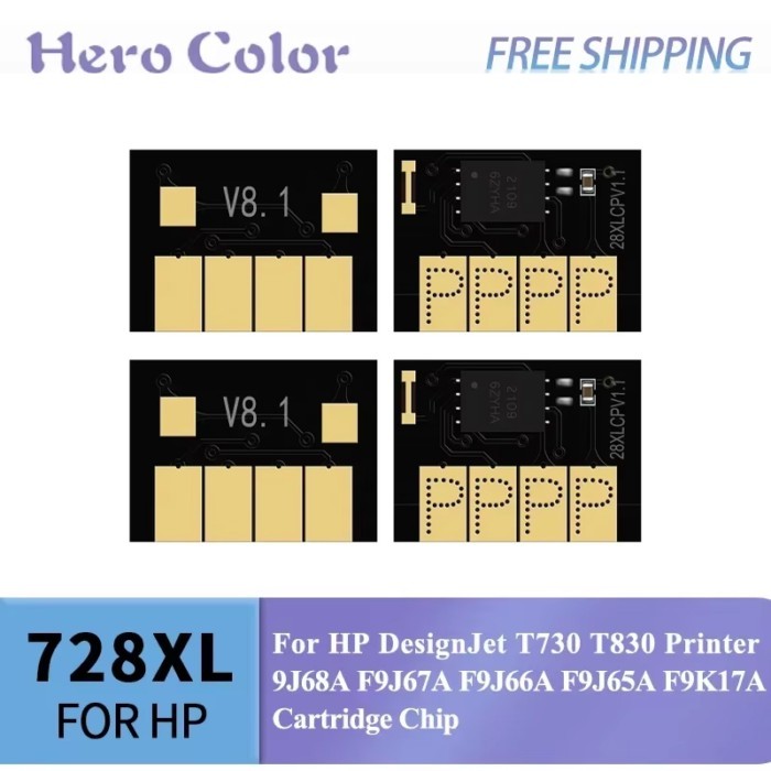 Compatible for  HP 728  F9J68A F9J67A F9J66A F9J65A F9K17A For HP DesignJet T730 T830 Printer chips