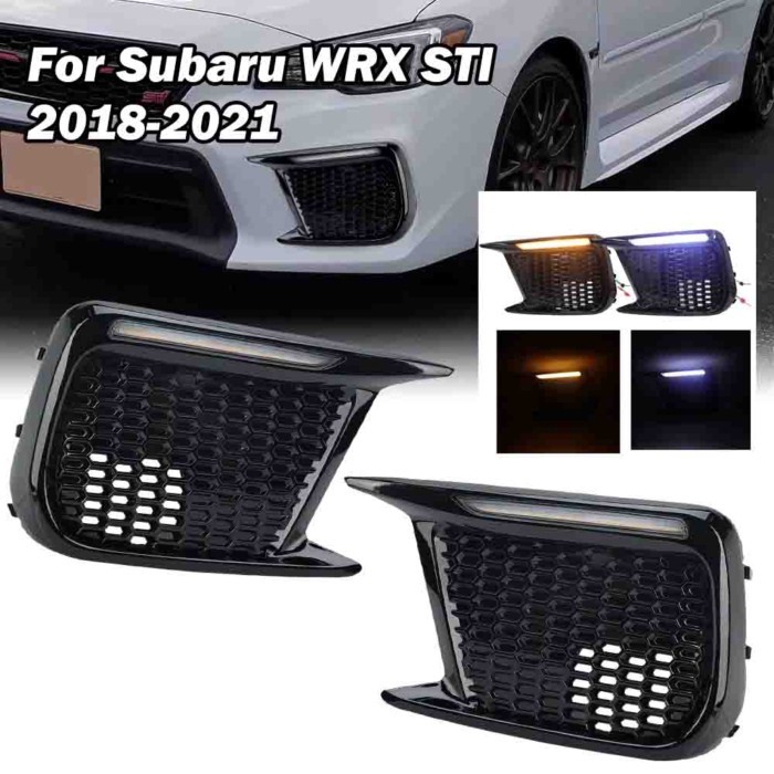 2PCS Car LED DRL Daytime Running Light for Subaru WRX /WRX STI 2018-2021 with yellow Turn Signal da
