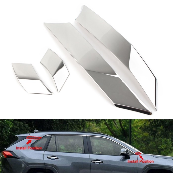 Car Door Window A C Pillar Post Molding Sticker Cover Trim For Toyota Rav4 2019 2020 RAV 4 Steel Ch