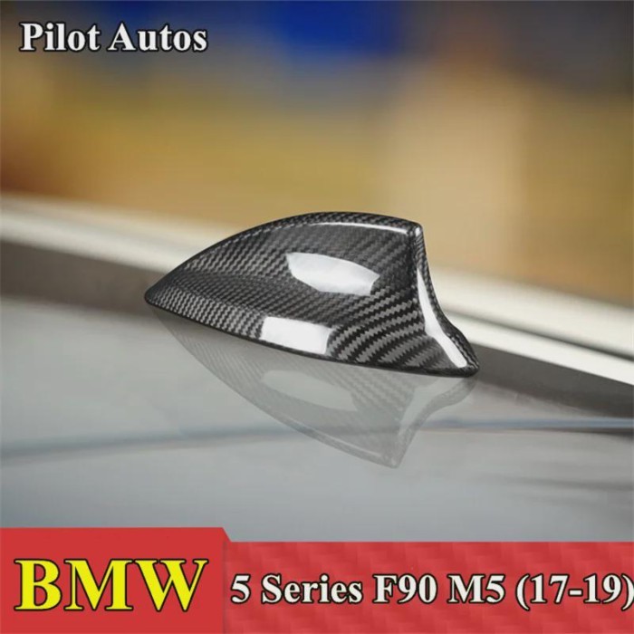 Car Roof Signal Shark Fin Aerial Antenna Genuine Carbon Cover For BMW 5 Series F90 M5 2017 2018 201