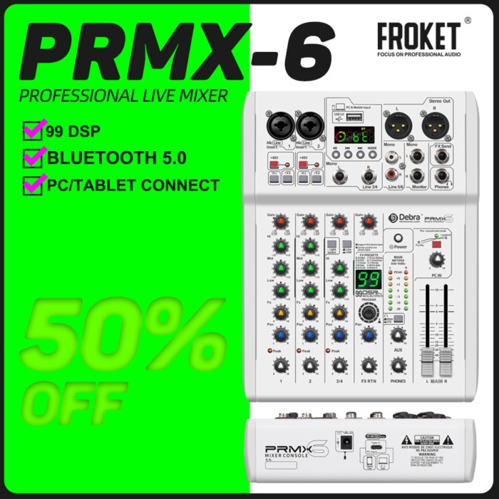 FROKET 99 DSP Effects Audio Mixer DJ Console Sound Mixing Console  USB Record With 5.0 BT Studio 24
