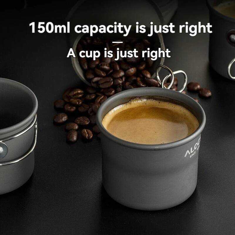 C ALOCS Portable Folding Water Cup Mini Travel Cup Aluminum Boig Water Ready Outdoor Cup Mouthwash