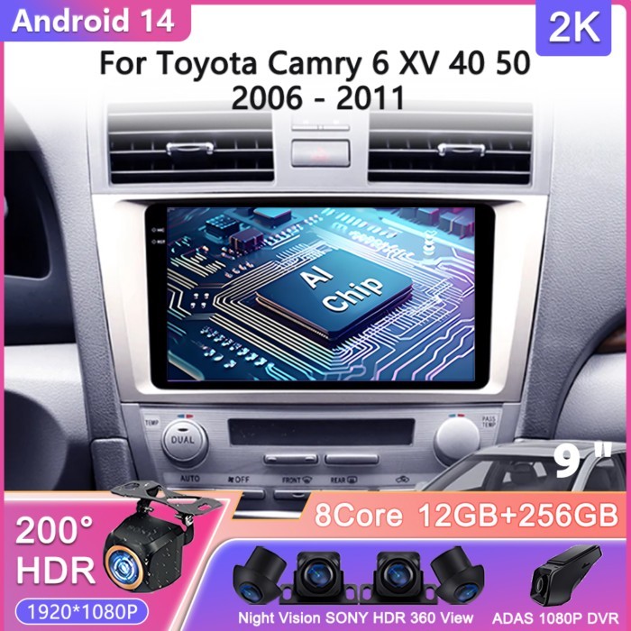 Android 14 For Toyota Camry 6 XV 40 50 2006 - 2011 Car Radio Multimedia Video Player Navigation ste