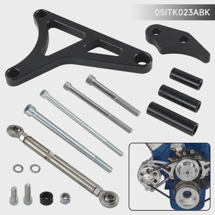 Black Billet Aluminum Alternator Bracket Kit For SB Small Block Ford Mustang Bronco 260 289 302 CNC