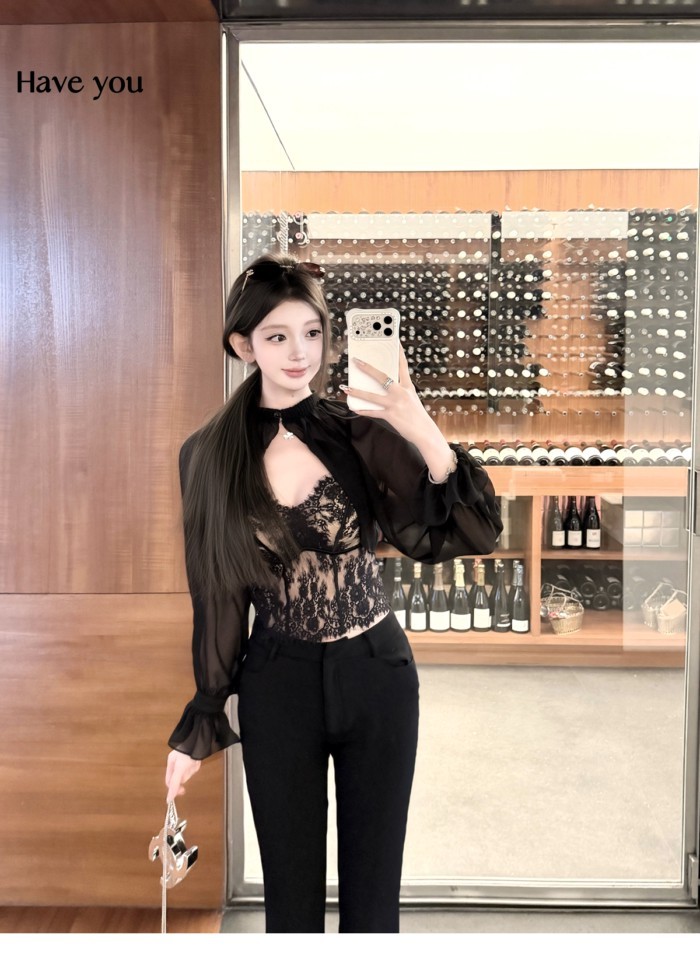 เสื้อกั๊กลูกไม้พร้อมSuspenderและสายรัดหน้าอก สำหรับผู้หญิง สวมใส่อ่อนโยน