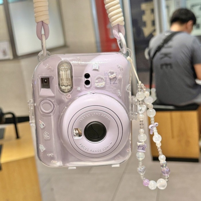 Mini mini12 เคสใส instax Crystal Stand เคสแข็ง เคส โซ่ป้องกันกล้อง