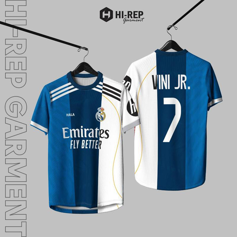 เสื้อฟุตบอลเรอัลมาดริด 3-in-1 ทำจากผ้าไมโครเรียบ ใส่สบาย ระบายอากาศได้ดี มีหลายไซส์ให้เลือก