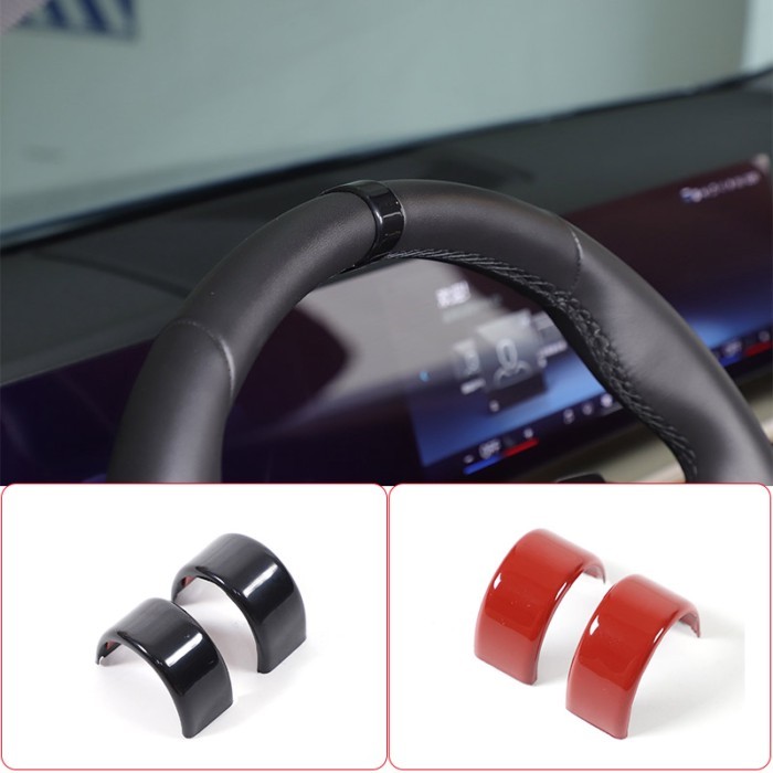 ABS Black/Red For BMW 5 Series G60 2024 2025 Steering Wheel Directions Ring Cover Auto Accessories