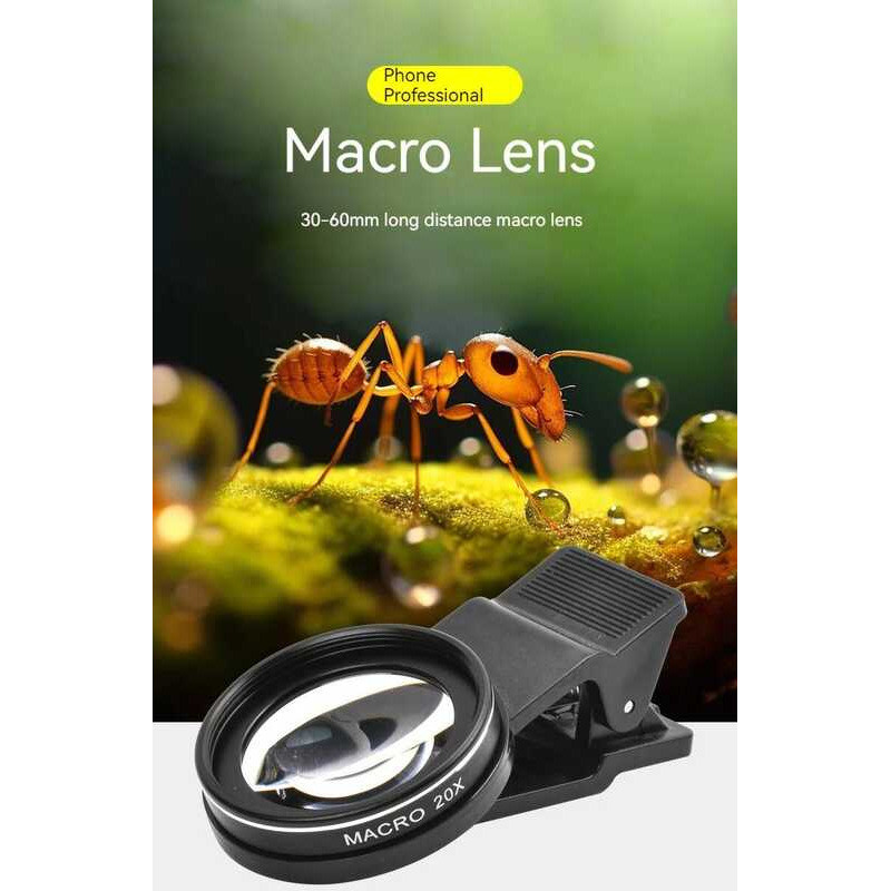 ▥ Walking Way 4K 20X 40X 37Mm Mobile Phone Phone Photography Professional HD Macro Lens For Sma